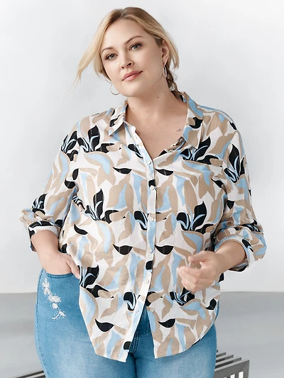 3/4-sleeve blouse with buttons