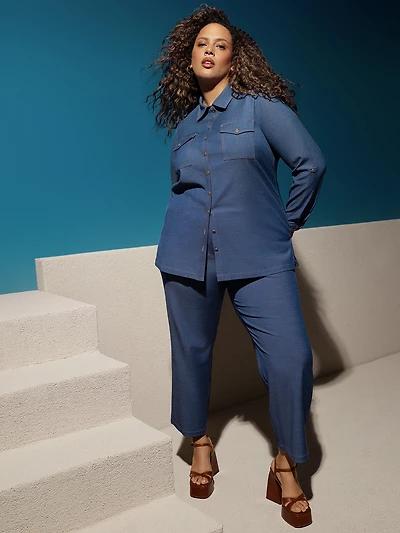 Long-sleeve tunic with buttons