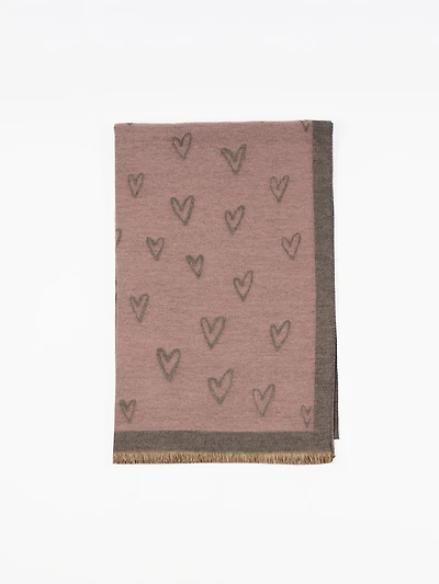 Pink scarf with heart print