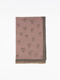 Pink scarf with heart print