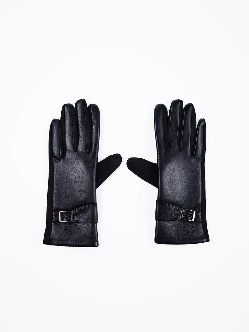 Gloves with buckle detail