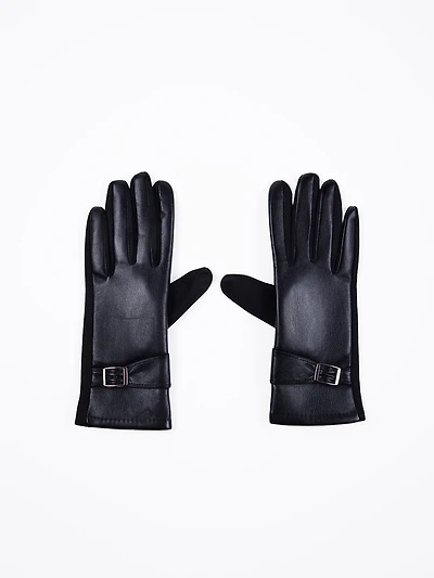 Gloves with buckle detail