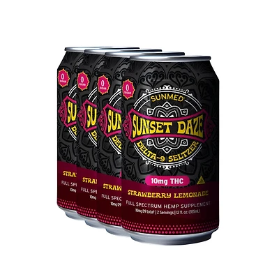 Sunset Daze Delta 9 THC Seltzer Strawberry Lemonade -Pack