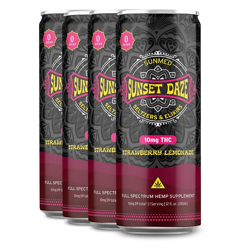 Sunset Daze Delta 9 THC Seltzer Strawberry Lemonade -Pack