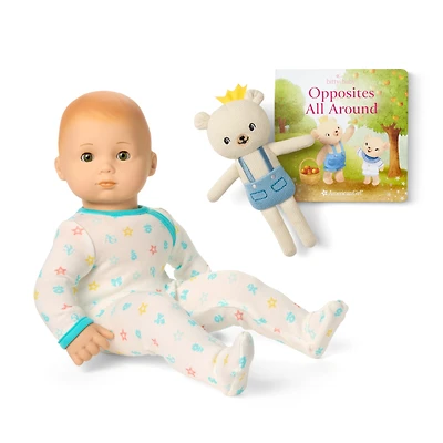 Bitty Baby® Doll #6 in Pastel Blue + Bear Friend & Board Book