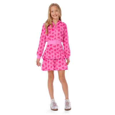 Pink Hearts Hoodie Dress for Girls