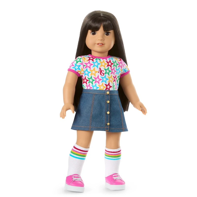 Truly Me™ 18-inch Doll #130 with straight black-brown hair