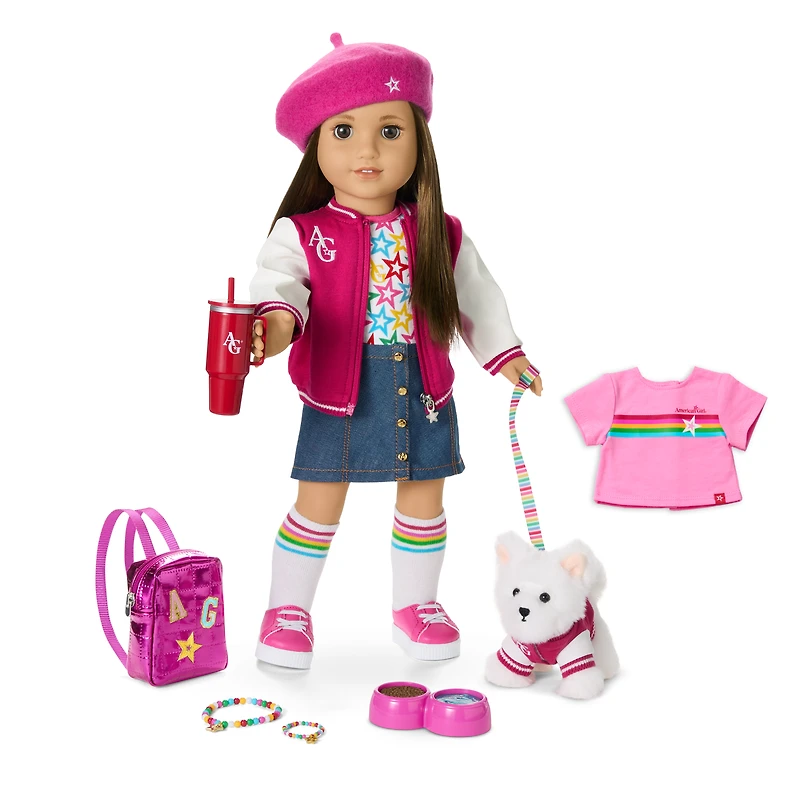 Truly Me™ 18-inch Doll #107, Puppy, Mini Backpack & Accessories AG™ Star Squad Bundle
