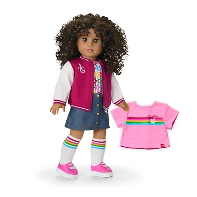 Truly Me™ 18-inch Doll #132 with curly dark-brown hair