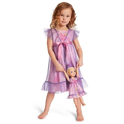 Royal Ruffles Nightie and Robe for Little Girls & WellieWishers™ Dolls
