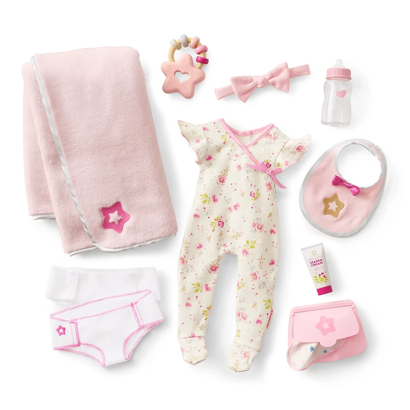 Bitty Baby® Doll #5 with brown hair Care & Play Set