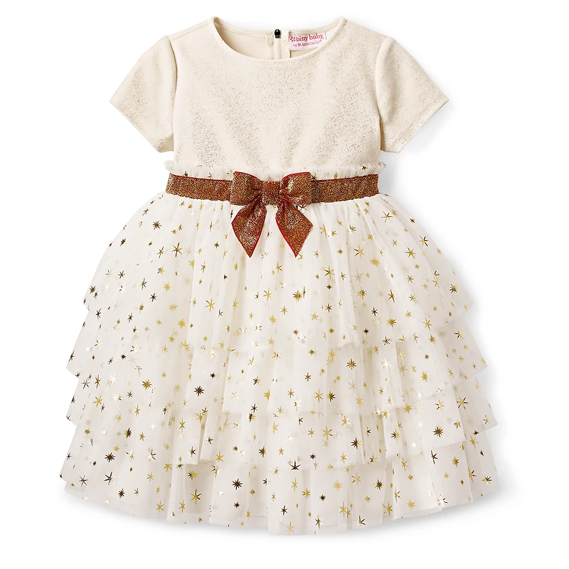 Golden Twinkle Dress for Little Girls & Bitty Baby Dolls