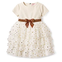 Golden Twinkle Dress for Little Girls & Bitty Baby Dolls