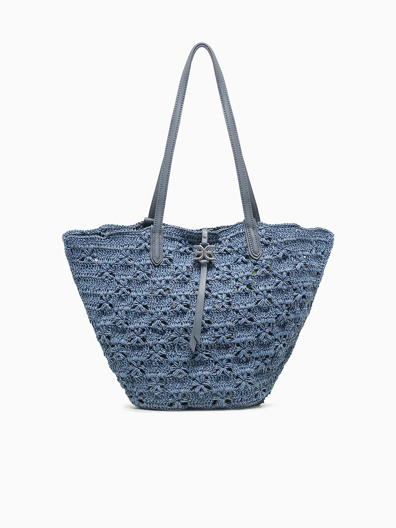 Layla Floral Fan Tote Denim Blue