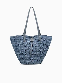 Layla Floral Fan Tote Denim Blue