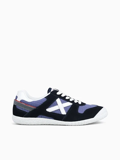 Goal Navy Azul Blanco suede Fabric