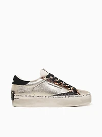 Distressed Platform Gold Leopard sde Lea