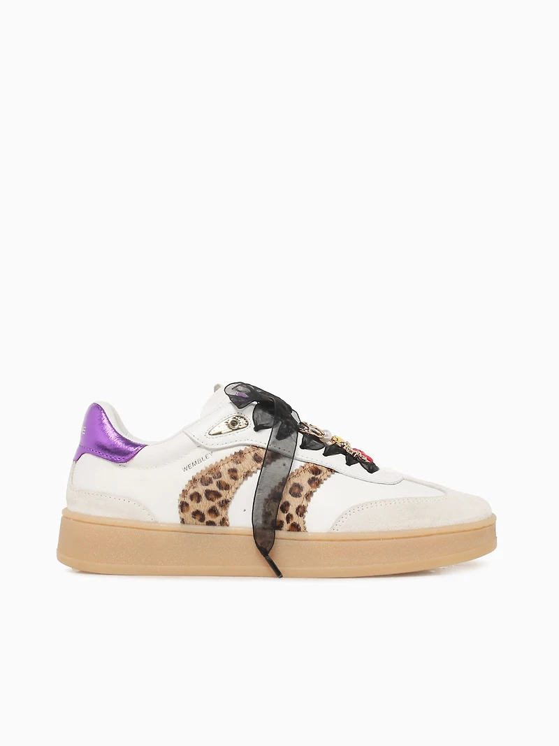 Wembley White Leopard leather