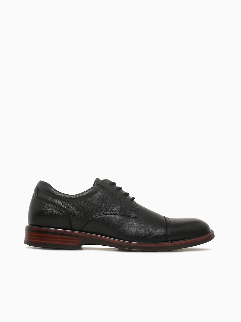 Traveler Cap Toe Black Milled Leather