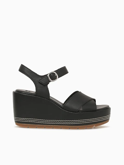 Sunpeak Wedge Ankle Strap Blk Gum lea