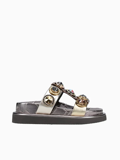 Orson Crystal Sandal Gold Leather