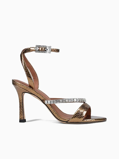 Crystal Strap Sandal 90 Bronze Leather