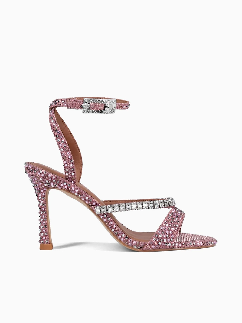 Crystal Strap Sandal 90 Pink Fabric