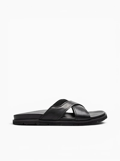 Bayside Cross Strap Black Leather