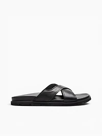 Bayside Cross Strap Black Leather