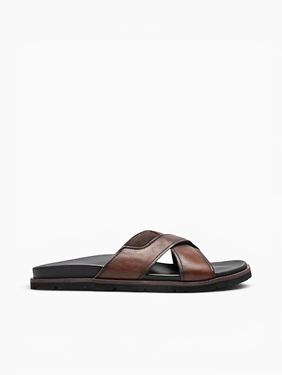 Bayside Cross Strap Brown Leather