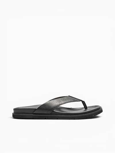 Bayside Thong Black Leather