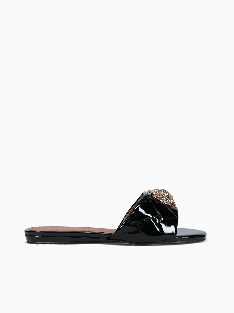 Kensington Flat Sandal Black Patent