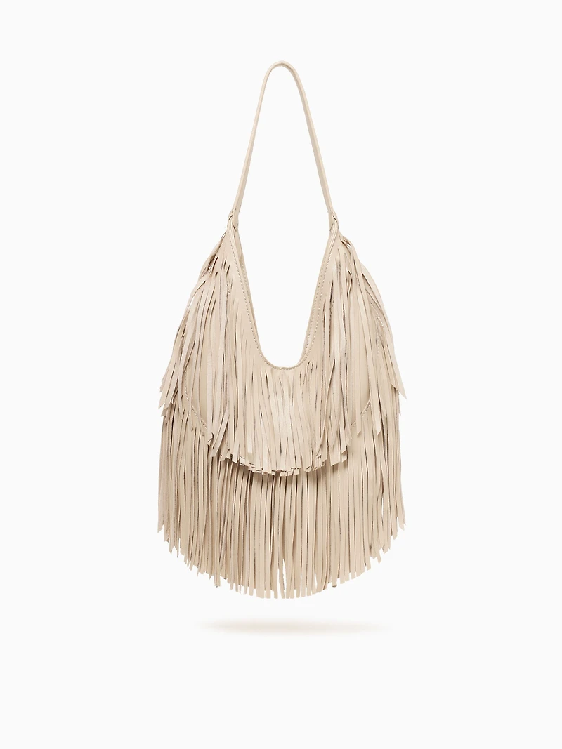 Fringe Shoulder Bag Cream