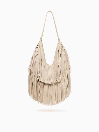 Fringe Shoulder Bag Cream
