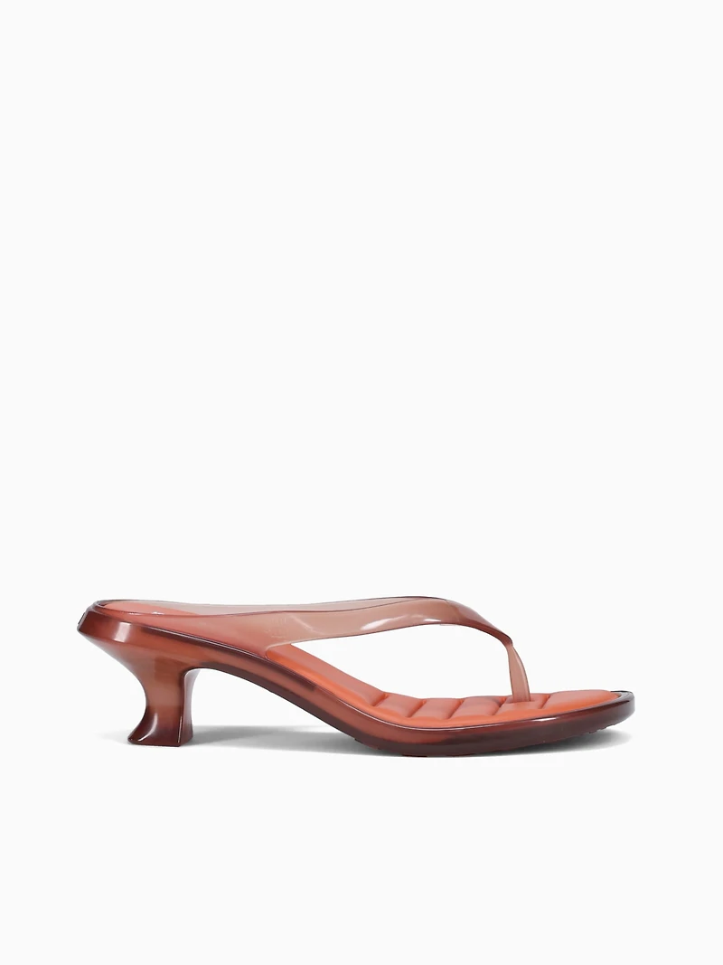 Flip Flop Kitten Heel Brown Orange jelly