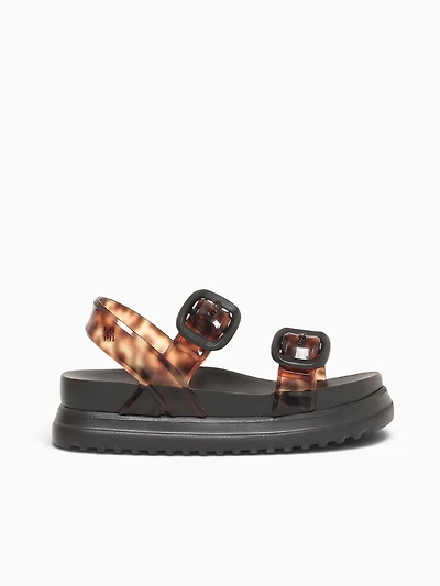 Cozy Sandal Platform Black Brown jelly