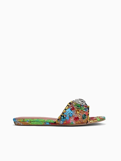 Kensington Flat Sandal Red Combo Fabric