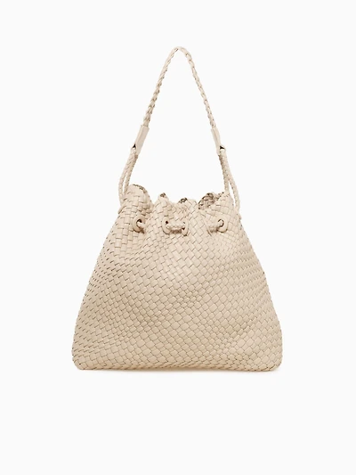 Kara Woven Shoulder Bag White