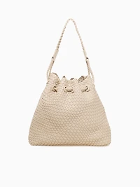 Kara Woven Shoulder Bag White