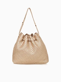 Kara Woven Shoulder Bag Champagne