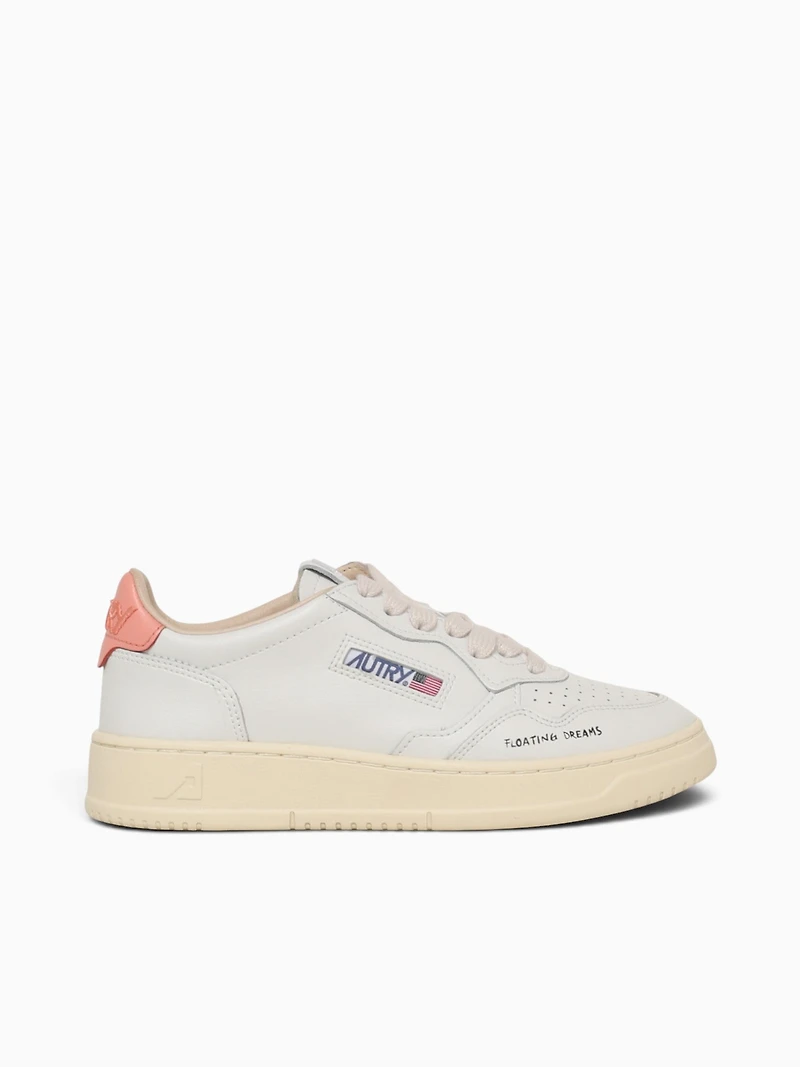 Medalist Low White Peach pink leather