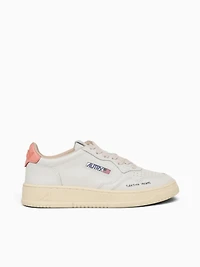 Medalist Low White Peach pink leather