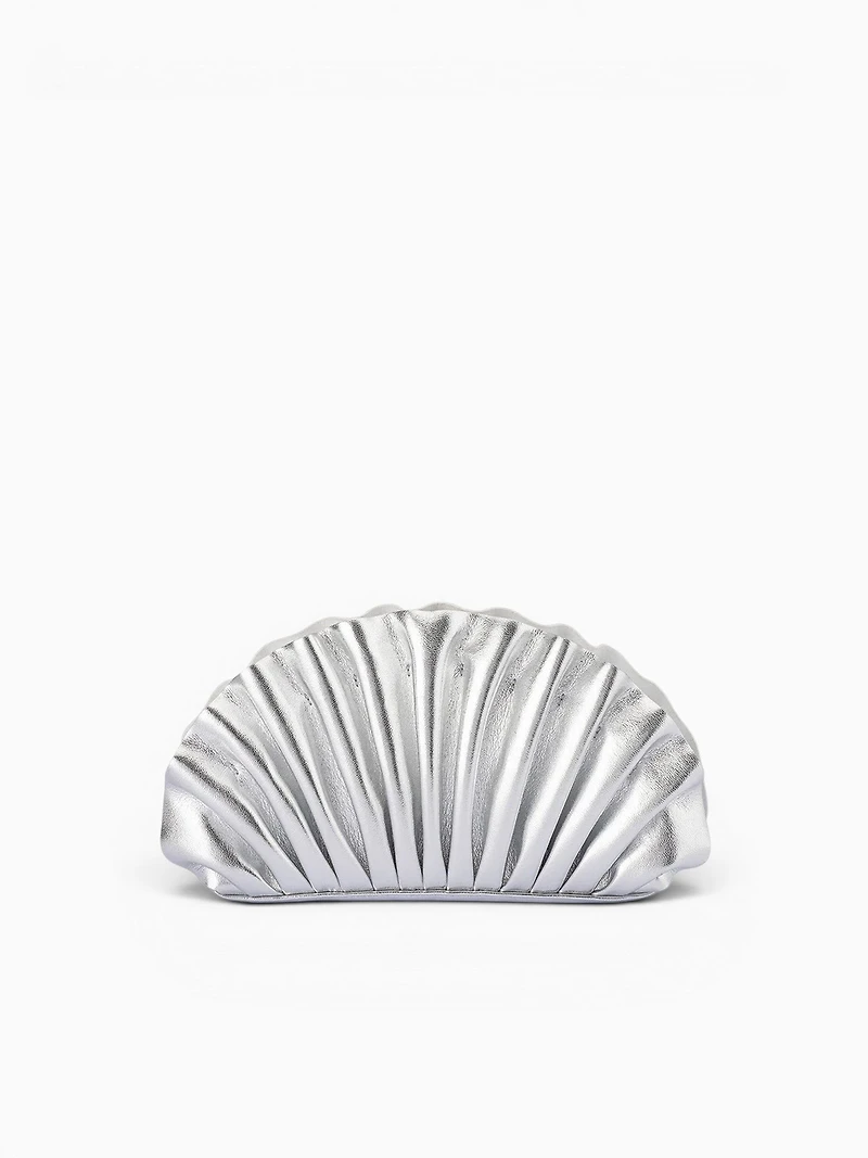 Holly Pleated Clutch Silver