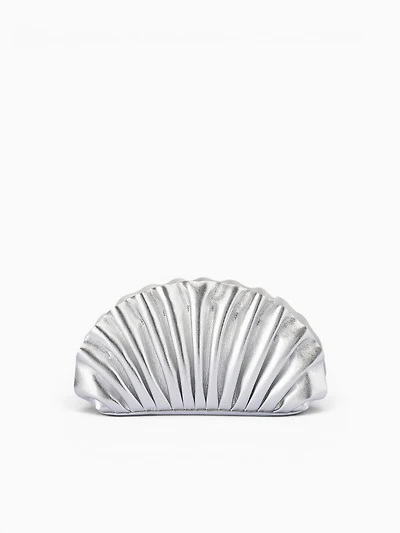 Holly Pleated Clutch Silver