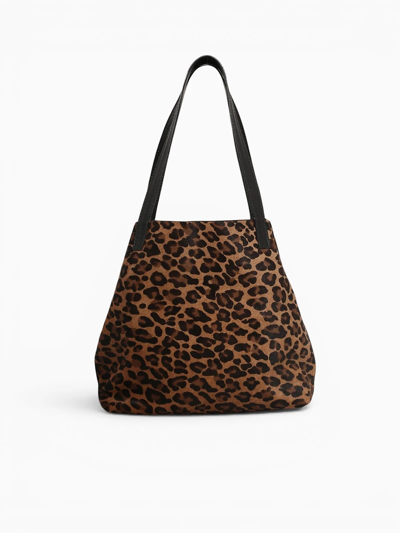 Mini Shopping Bag Tote Cheetah Tan Black