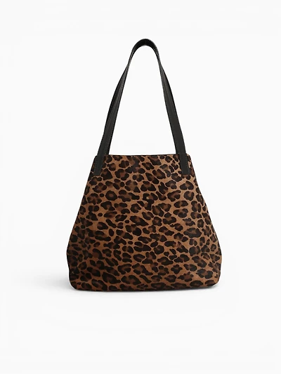 Mini Shopping Bag Tote Cheetah Tan Black