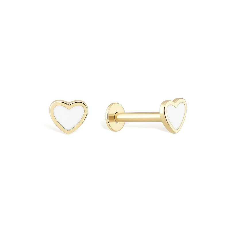 Enameled Golden Heart Piercing -Single