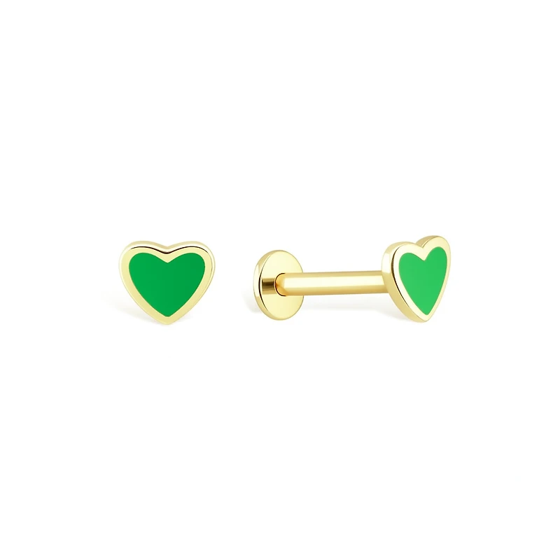 Enameled Golden Heart Piercing -Single