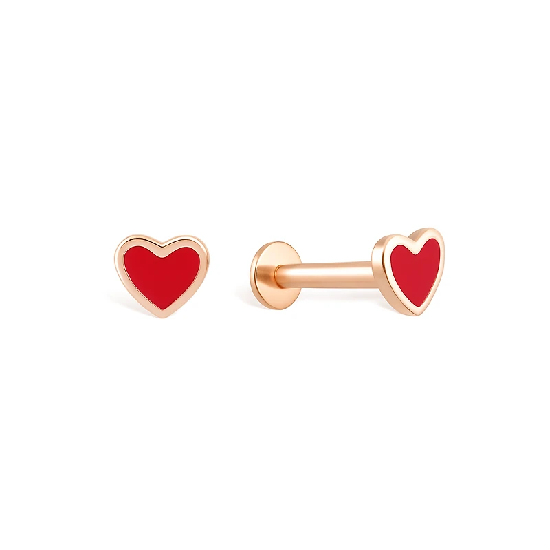 Enameled Golden Heart Piercing -Single