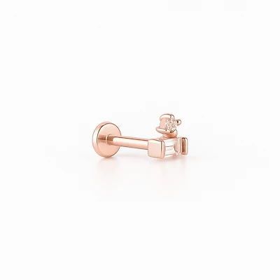 Mini Baguette Flat Back Stud Piercing -Single